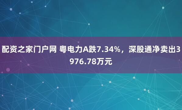 配资之家门户网 粤电力A跌7.34%，深股通净卖出3976.78万元